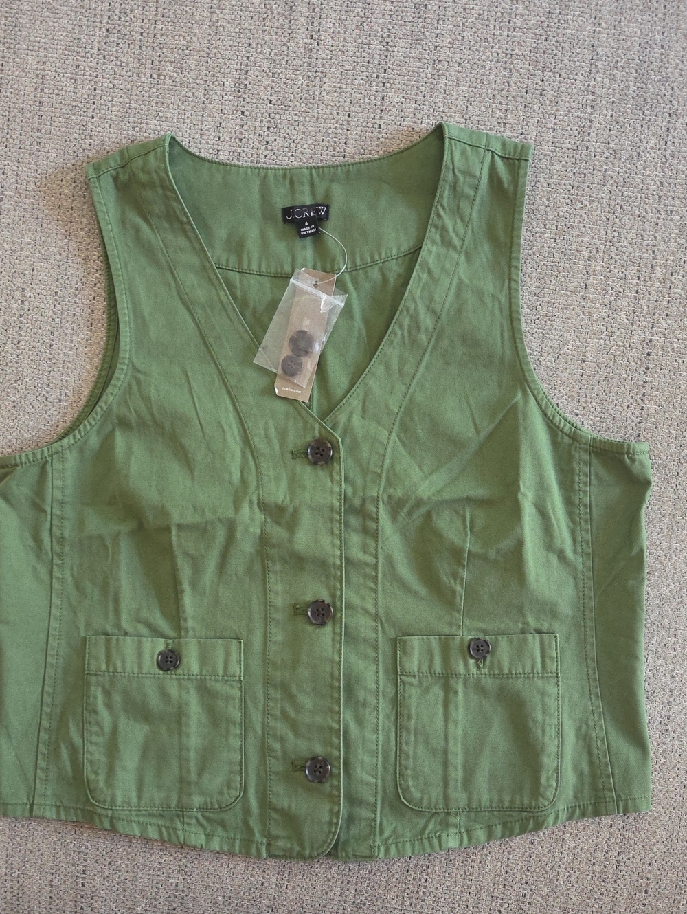 J. Crew Green Cotton Utility Vest